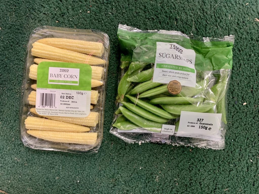 Baby Sweetcorn and Sugarsnap peas