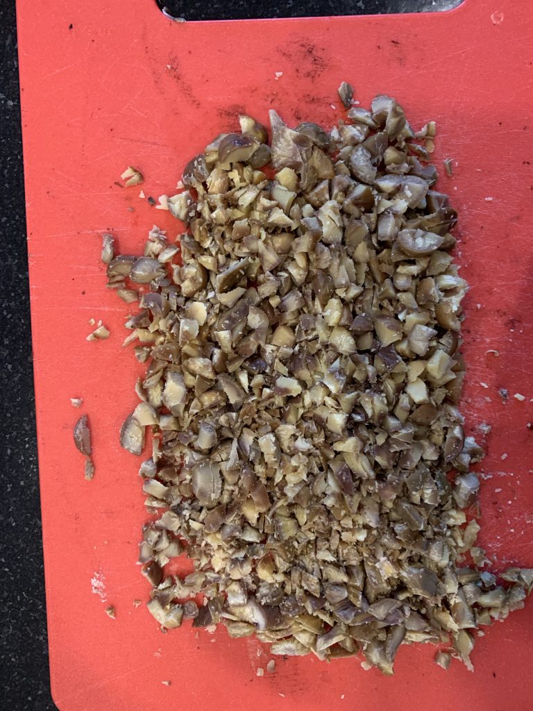 chopped mushrooms asnd nuts