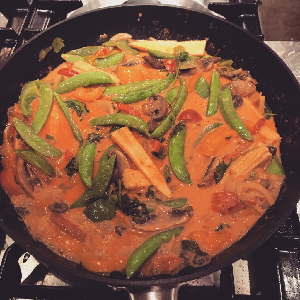 cook all ingredients in wok