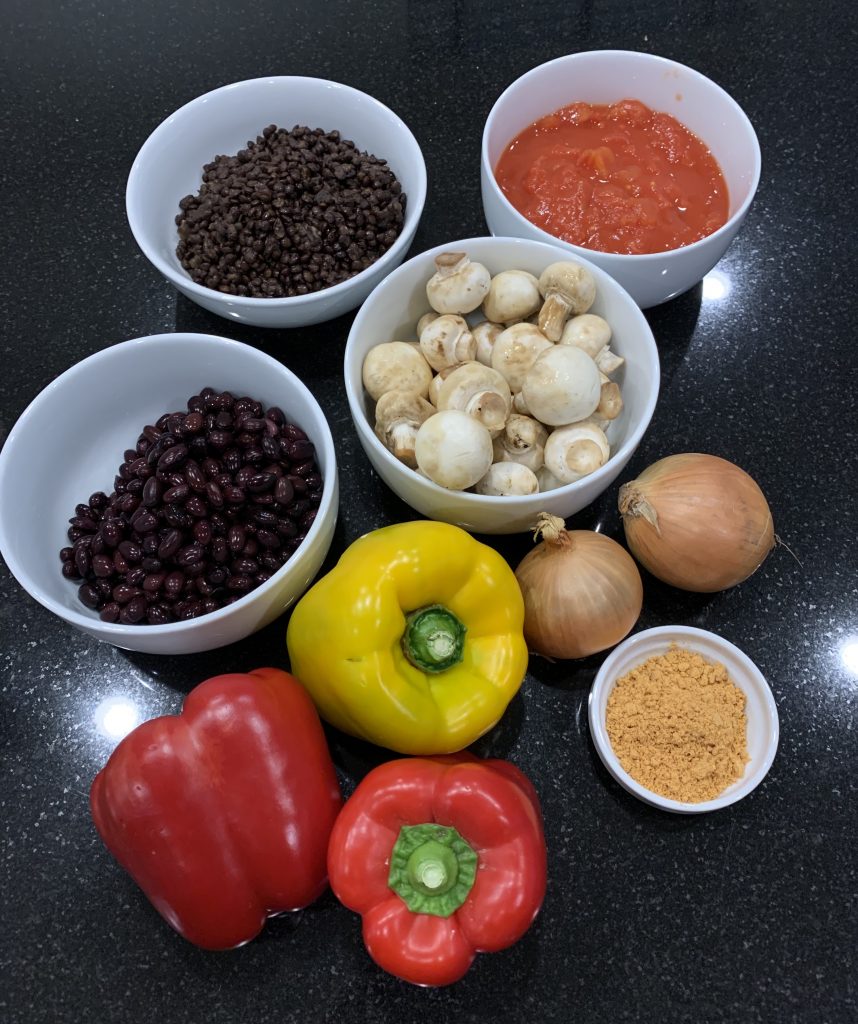 ingredients for vegan chilli