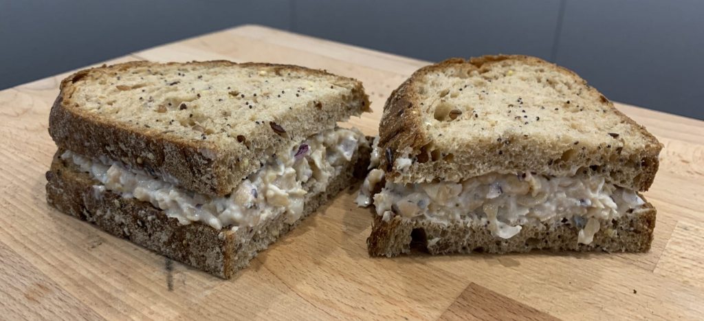 Chickpea and Red onion mayo sandwich
