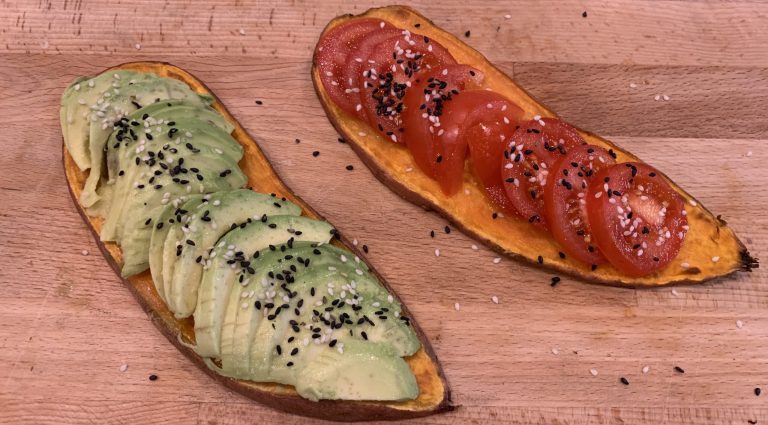 sweet potato toast with toppings