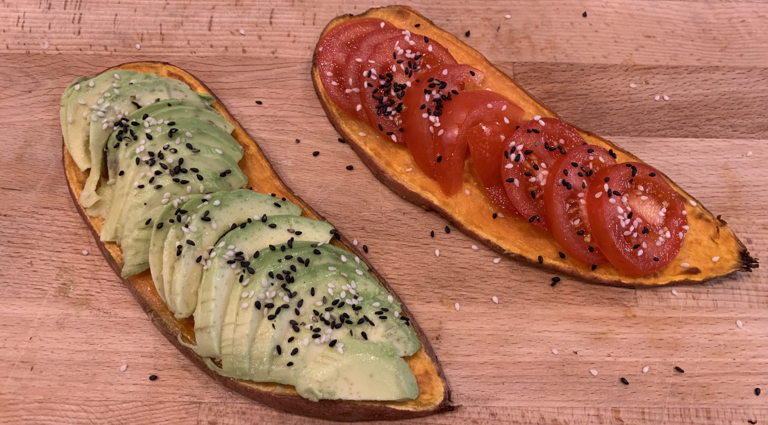 sweet potato toast with toppings