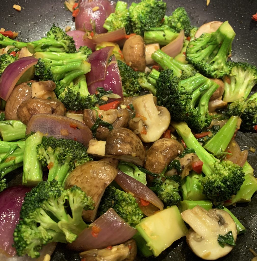 Broccoli and mushroom stir fry
