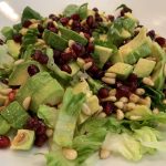 Pomegranate, toasted pine nuts and avocado salad