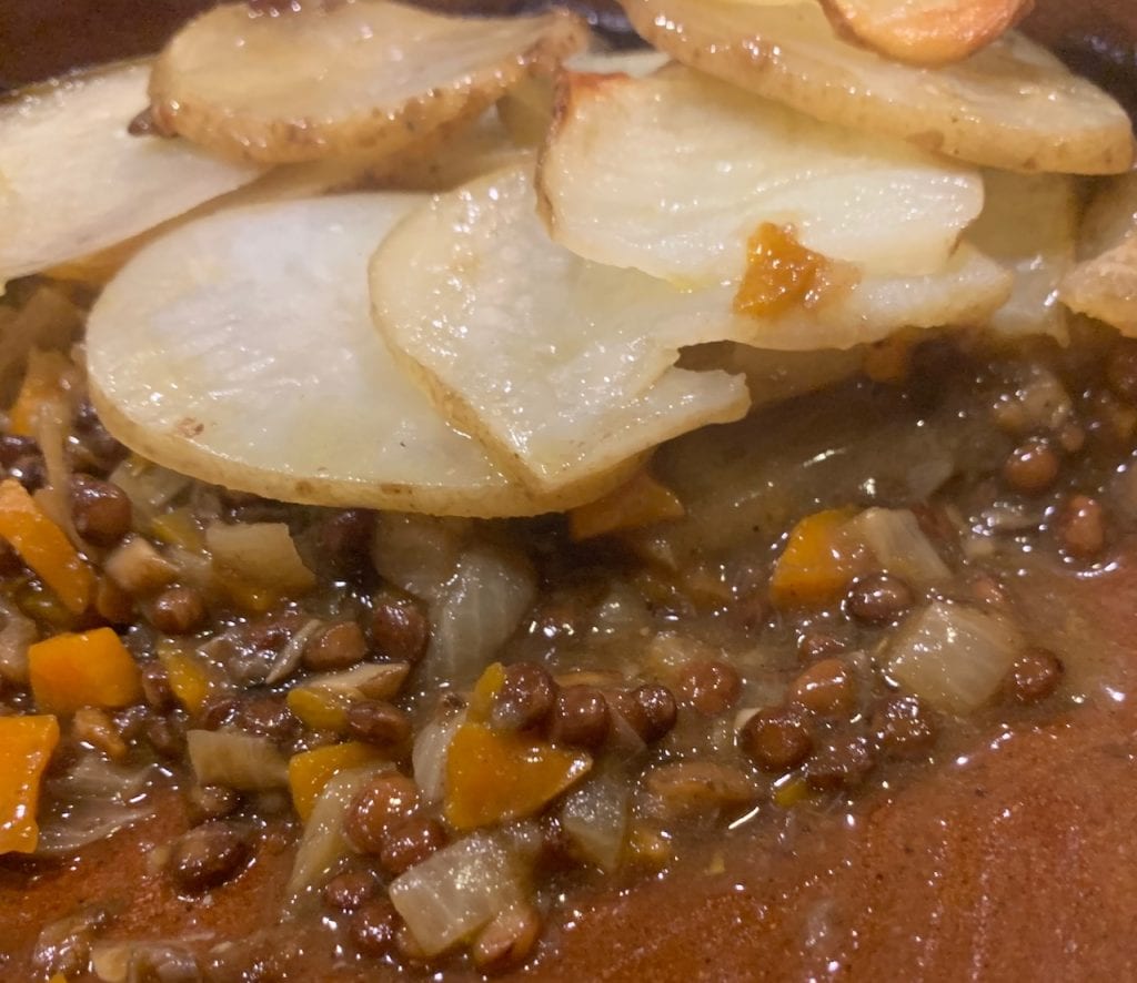 a portion of the dish on a plate
