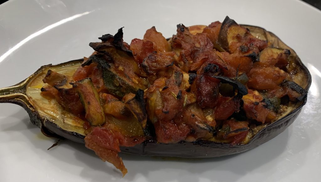 Ratatouille stuffed Aubergine