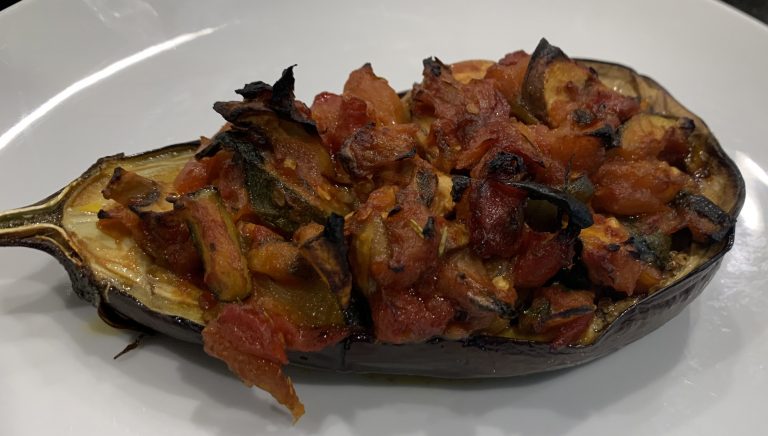 Ratatouille stuffed Aubergine