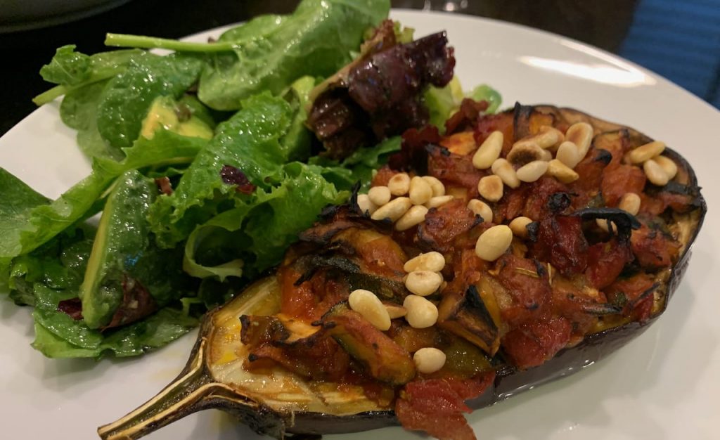 Ratatouille stuffed Aubergine