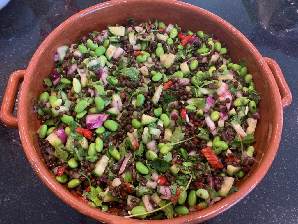 Edamame and lentil salad