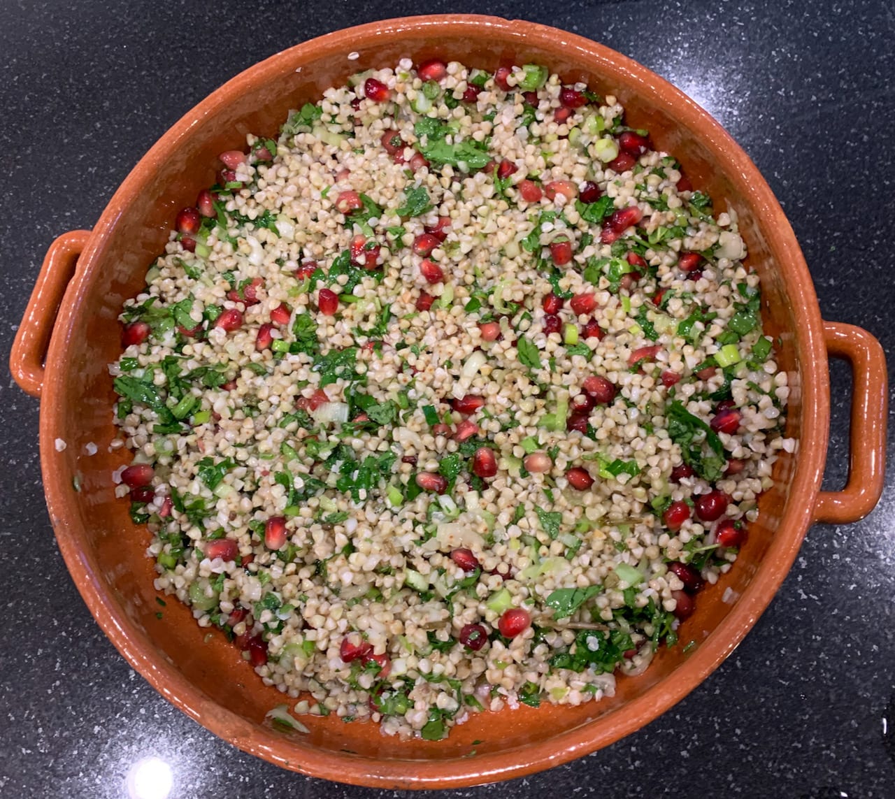 Tabbouleh with pomegranate pearls