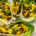 walnut lettuce tacos with mango salsa