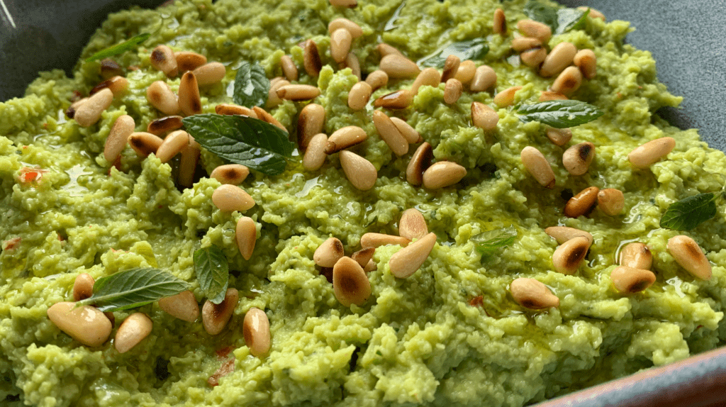broad bean dip with wasabi