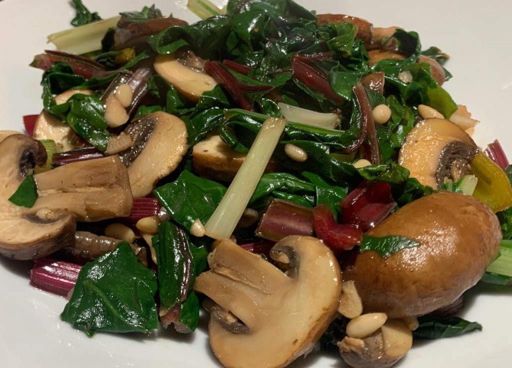 rainbow chard and mushrooms