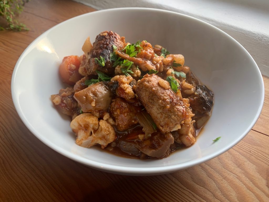 sausage and pearl barley casserole